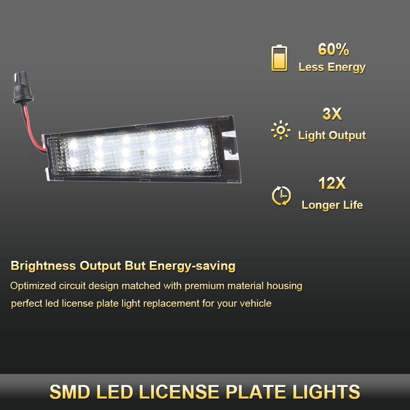 Gempro 2Pack LED License Plate Light Assembly For 2008-2010 Cadillac CTS, Powered by 18SMD Xenon White LED Lights - Image 2